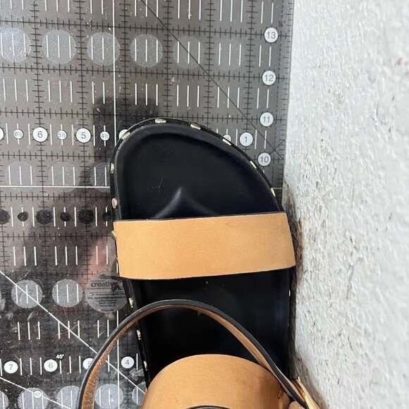 LA Tribe Women Size EU 40 US 9 Brown Leather Ankle Buckle Studed Platform Sandal - Picture 15 of 15